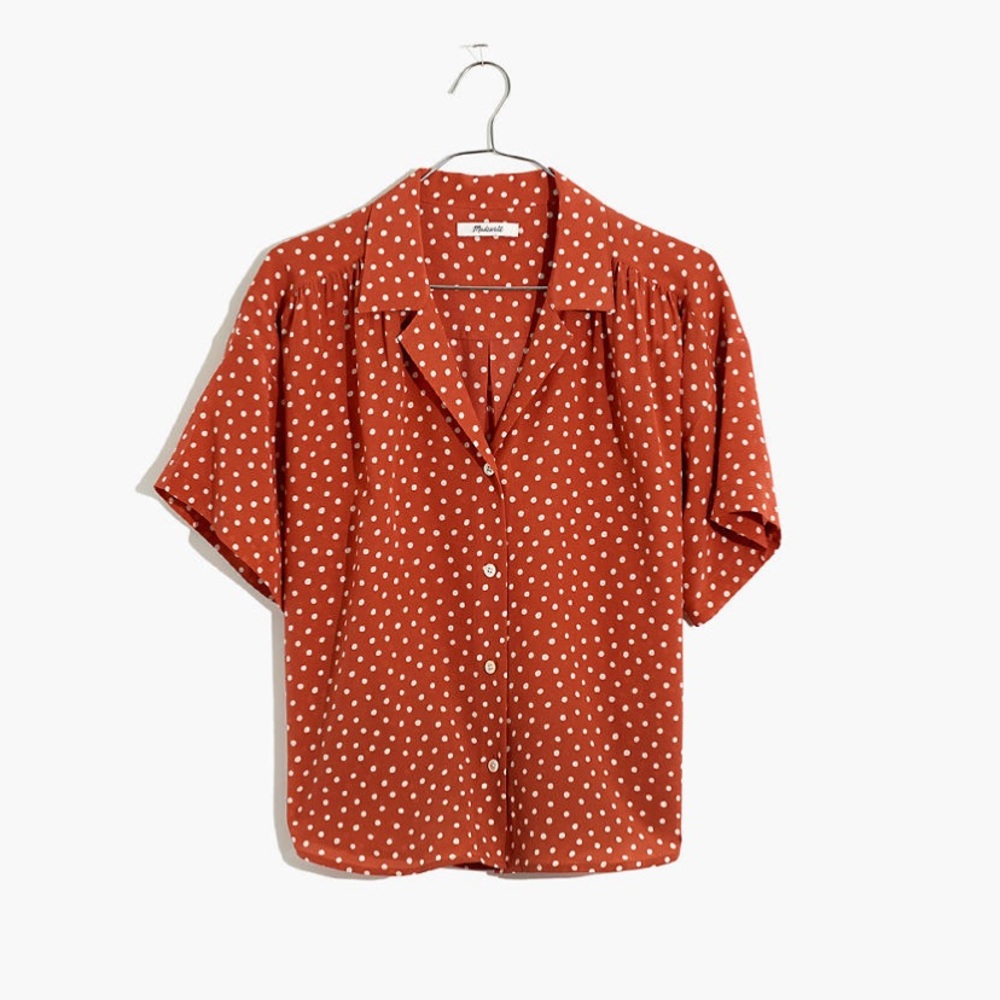 Madewell Silk Camp Shirt in Inkbrush Dots - Picture 4 of 5